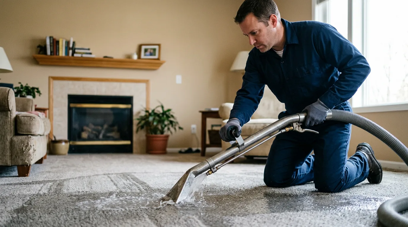 Water damage restoration technician working near Dallas, OR
